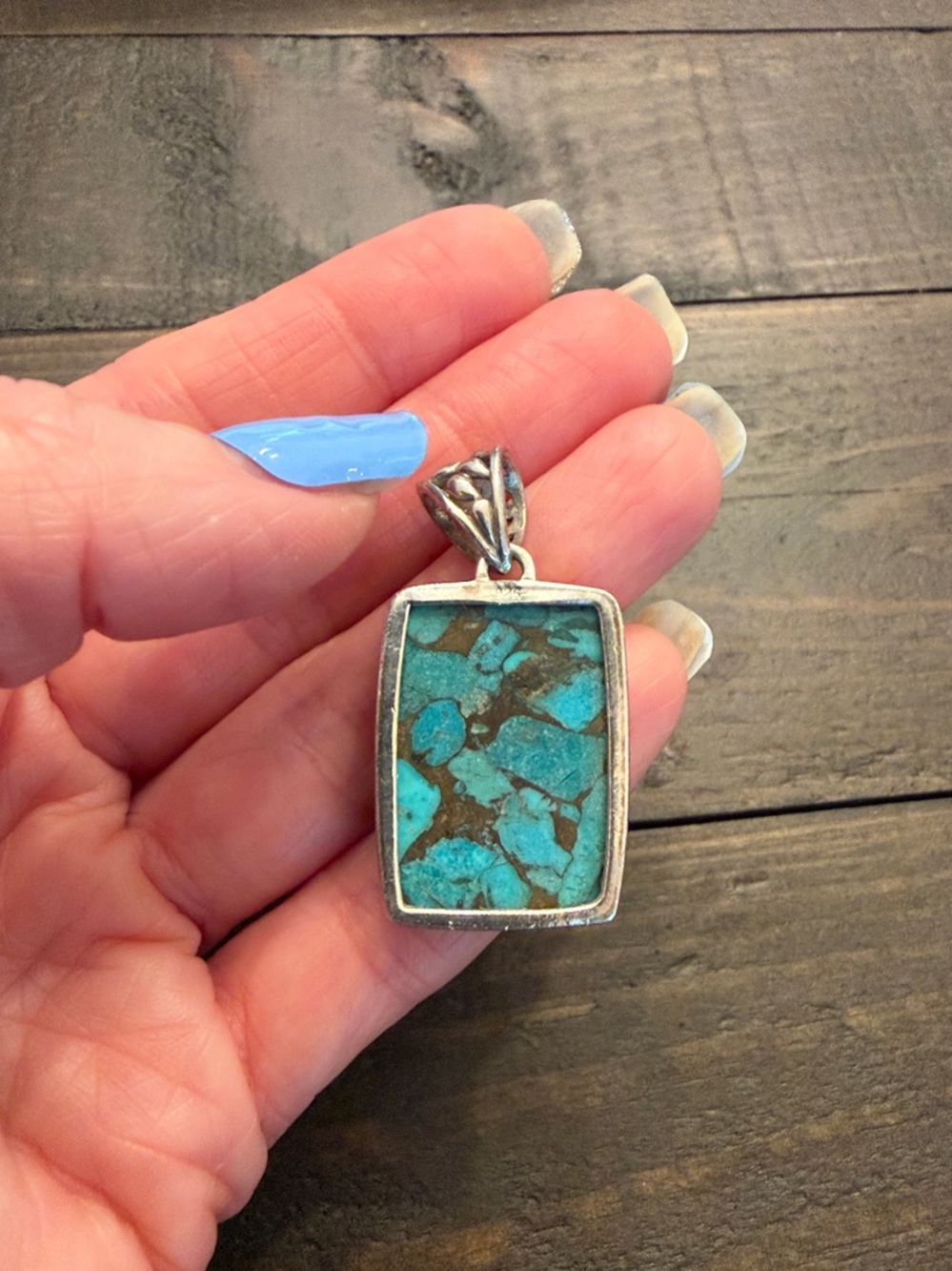 Turquoise Sterling Silver Pendant - Picture 2 of 2